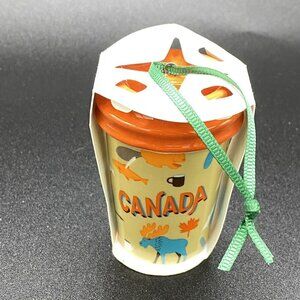 Starbucks 2017  Canada Coffee Cup Christmas Ornament Moose Bear Maple Leaf
